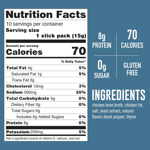 LonoLife Keto Chicken Bone Broth Powder Mix | 10g Protein | Collagen-Rich, Keto & Paleo Friendly, 4 Stick Pack