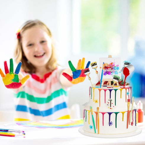 Taiyin 34 Pcs Art Cake Decorations, Cupcake Toppers, Artist Themed Cake Decor for Kids Birthday Party Supplies