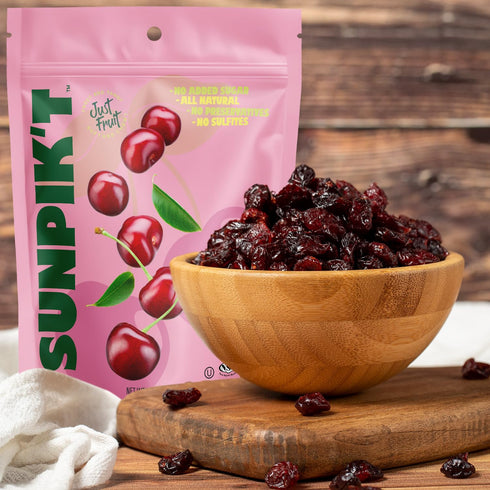 SUNPIK'T 7 oz SUNPIKT Dried Cherries Unsweetened, No Sugar Added, No Preservatives or Sulfites, All-Natural Vegan