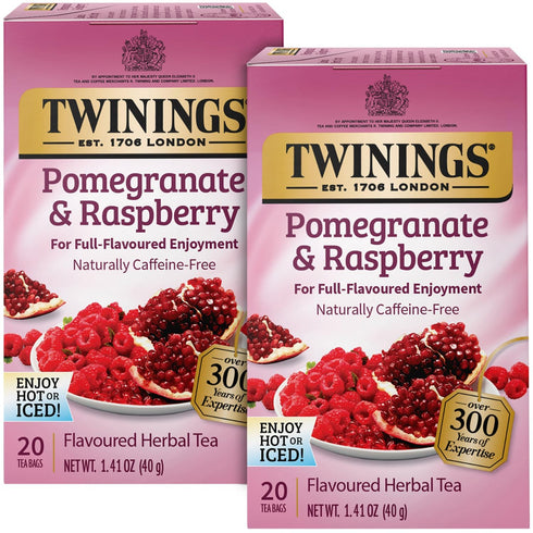 Twinings Pomegranate & Raspberry Tea - Naturally Caffeine-Free Herbal Tea Bags Individually