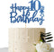 Royal Blue Glitter Happy 10th Birthday Cake Topper, Cheers to 10 Years Party Supplies
