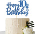 Royal Blue Glitter Happy 10th Birthday Cake Topper, Cheers to 10 Years Party Supplies
