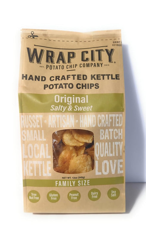 Wrap City Potato Chip Company - Original - Russet, Artisan, Hand Crafted Kettle Potato Chips - 12oz