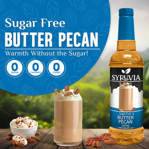 25.4 oz 0 Syruvia Sugar-Free Butter Pecan & Pistachio Syrup - fl Premium Coffee Flavoring Syrup. Calories, Kosher