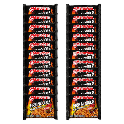 3 Oz (22 Count) Maruchan Ramen Fire Spicy Beef, Instant Noodles - Stir Fry Style, Bold Taste with a Fiery Kick, Ready