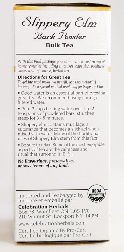 Celebration Herbals Pack 40g Slippery Elm Bark Powder Loose Tea Caffeine Free