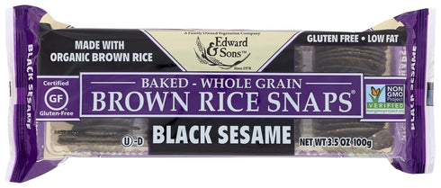 Edward & Sons Organic Brown Rice Snaps, Black Sesame Flavor, 3.5 oz