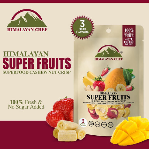 30g Packed Himalayan Chef Super Reds Freeze-Dried Fruit Cashew Nut Crisps, | Mix Superfood Fruits | Healthy Snacks