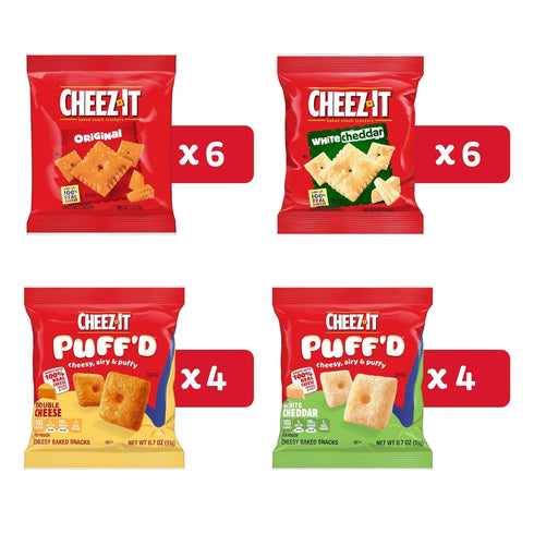 Pack, 17.72oz (20 Cheez-It Cheese Crackers, Baked Snack Crackers, Office and Kids Snacks, Variety Box Pouches)