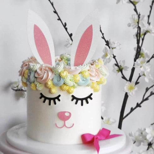 Qerleny Happy Birthday Cake Topper, Little White Rabbit Set for Birthday Party Decoration