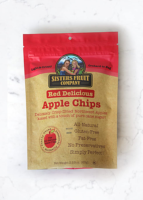PACK, 2.25 OZ Sisters Fruit Company, VARIETY Apple & Pear Chips, All Natural, No Preservatives, Fat-Free (SIX BAGS)