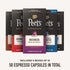 Pack 8-11, 50 Count (5 10 Peet's Coffee, Dark and Medium Roast Espresso Capsules Variety with Decaf, Compatible