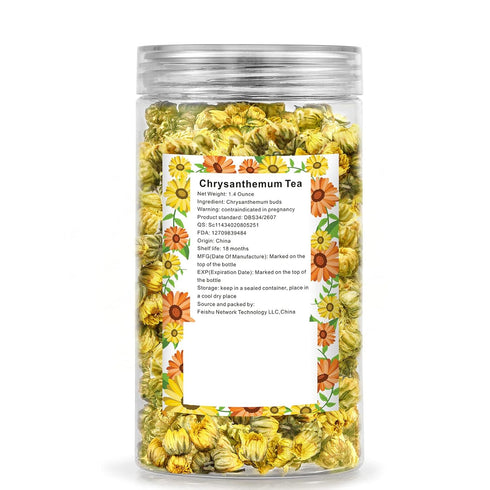Chrysanthemum Tea, Dried Taiju Bulk Yellow Edible Flowers, Decaffeinated Natural Sweet Herbal Tea, Ideal for Gift, 1.4