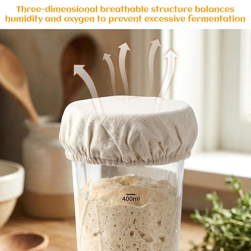 Sibba 5 3-4 Inch Pcs Sourdough Starter Jar Covers - Handmade Cotton Cloth Covers, Reusable Sourdough Jar Cover