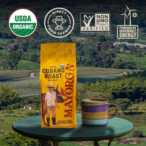 2lb 100% Mayorga Organic Coffee Cafe Cubano Roast - Dark Roast Whole Bean Specialty Grade Coffee, Arabica, Slow