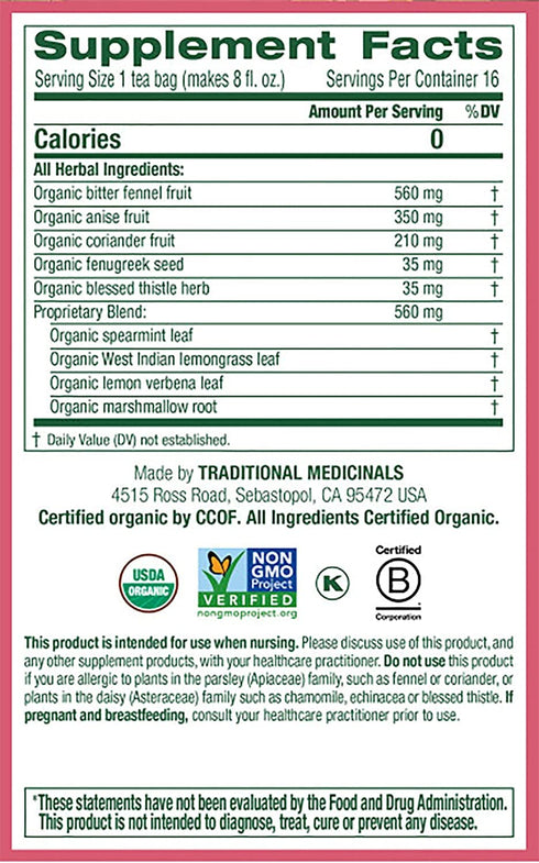 (16 Count (Pack 4)) Traditional Medicinals Organic Mothers Milk Herbal Tea, Promotes Healthy