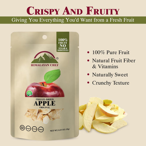 15g/Each (Pack 10) Himalayan Chef Freeze-Dried Apple of | Organic Dried Fruit Snacks, Healthy Snack for Kids & Adults |