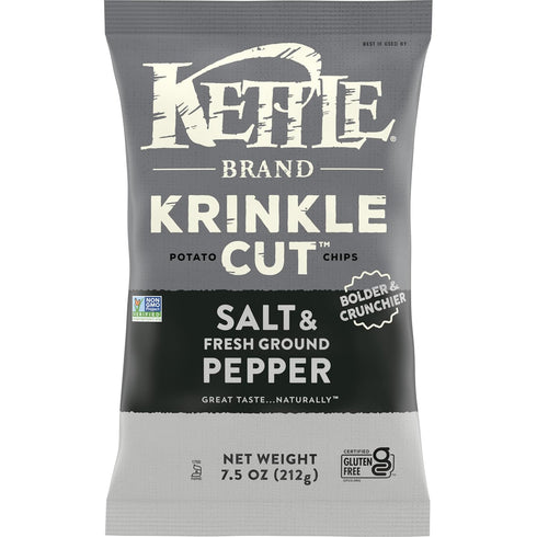 Kettle Brand Krinkle Cut Salt and Fresh Ground Pepper Kettle Potato Chips,