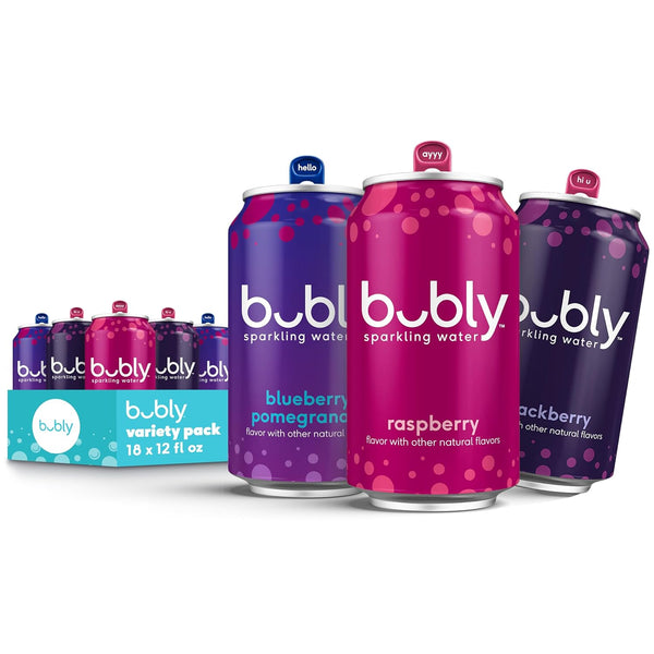 bubly, Triple Berry Variety Pack (Blackberry, Raspberry, Blueberry Pomegranate), Zero Sugar &