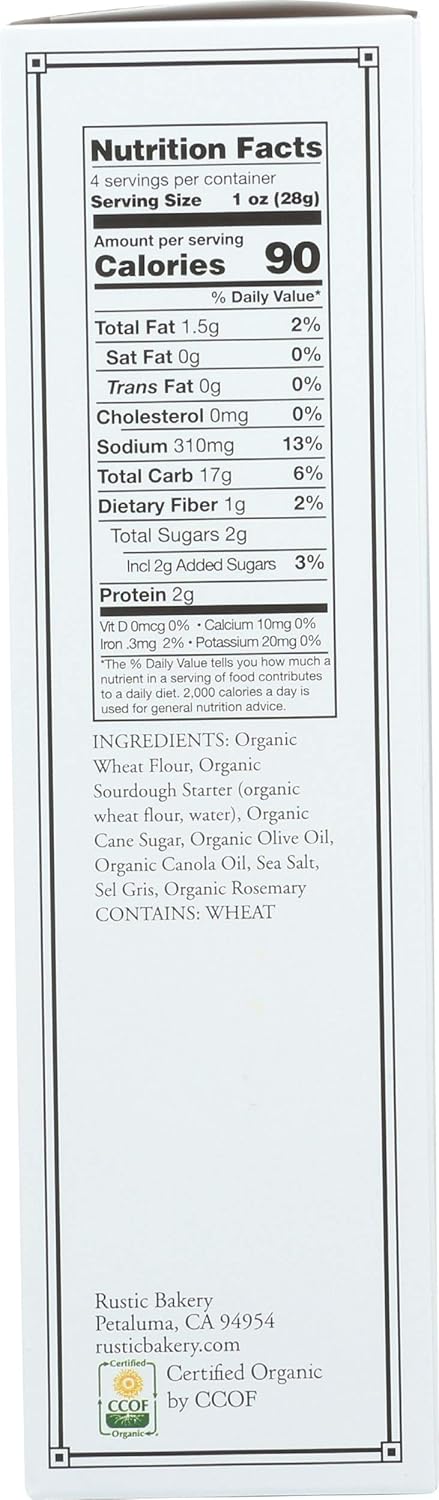 6 Rustic Bakery, Flatbread Rosemary Olive Oil Organic, Ounce
