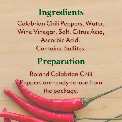 17.5 Pack 1 Roland Foods Calabrian Chili Peppers in Vinegar, Specialty Imported Food, Ounce