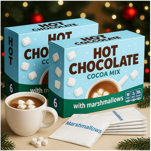 Generic Hot Chocolate Cocoa with Marshmallows Mix 12 Packets Total (4 oz Each