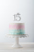Number 15 Quinceanera Rhinestone Princess Crown Monogram Cake Topper for Sweet 15th Birthday Party (Silver)