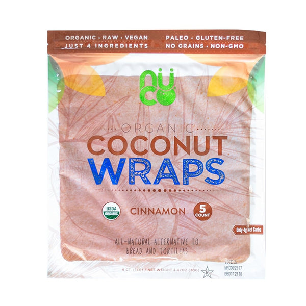 All-Natural NUCO Coconut Wraps, Paleo, Gluten Free, Vegan, Non-GMO, Raw Veggie, Cinnamon Flavor, 5 Count