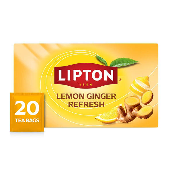 Lipton Lemon Ginger Tea Bags, caffeine free Tea, Refresh Fruit and Herbal
