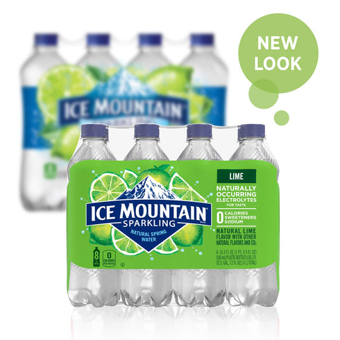 16.9 oz. 8 Count Ice Mountain Sparkling Water, Zesty Lime, Bottles