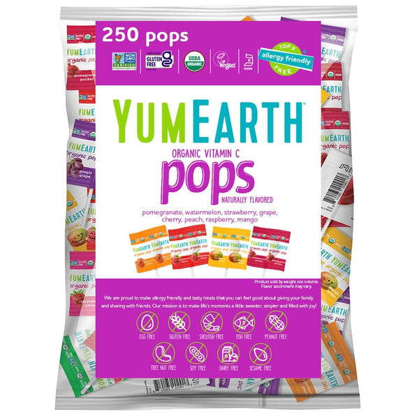 YumEarth Organic Vitamin C Pops Variety Pack, 250 Fruit Flavored Favorites Lollipops,