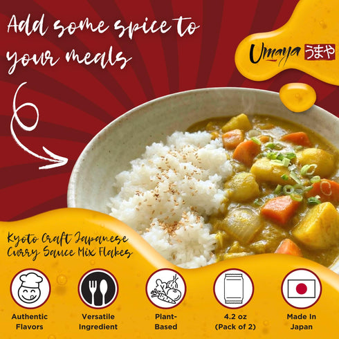 4.2 oz (Pack 2) UMAYA Kyoto Craft Japanese Curry Sauce Mix Flakes - Authentic Plant-Based Curry Sauce - No MSG, BPA