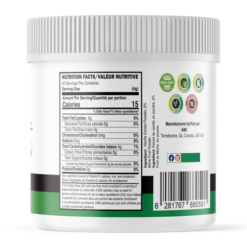 Aki Fine Vanilla Powder Extract from Beans (5.29oz/150g), Water Extracted Powder for Baking, Cooking, Smoothies,