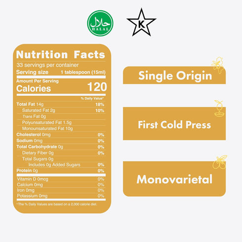 16.9 Oz Firma Smooth Cold Pressed Extra Virgin Olive Oil, Peak Harvest Cooking EVOO From Tunisia,Single Origin