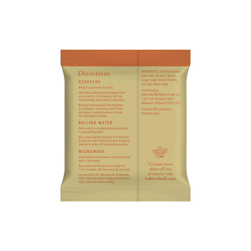 6 Packets Bob's Red Mill Instant Oatmeal, Maple Brown Sugar, Total, Non-GMO, Gluten Free, Whole Grain