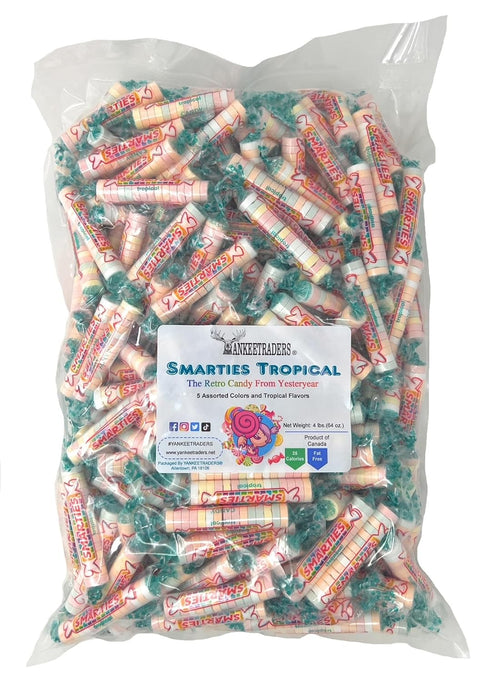 4 YANKEETRADERS Classic Tropical Fruit Candy Wrapped Rolls, Pounds Bulk