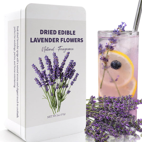 130+ Edible Lavender Sprigs for Cake & Cocktails Garnish, 2oz (57g) Whole