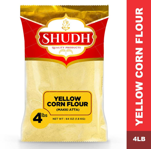 4 LB Shudh YELLOW CORN FLOUR (MAKKI ATTA) ~ All Natural | Vegan | Gluten Friendly | Non-GMO