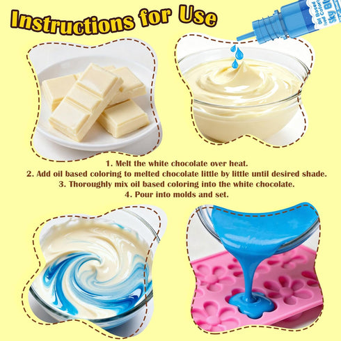 16 Set 0.35 Fl.Oz/Bottles Oil Based Food Coloring for Chocolate - Colors Concentrated Oil Food Dye, Food Grade Dye