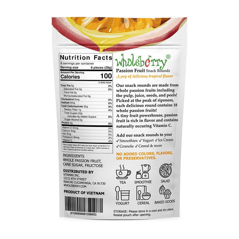 8-oz (8 oz) Naturally Delicious Dried Passion Fruit Maracuja Bags, No Added Chemicals, No Added Colorings, No