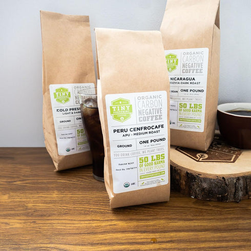 3 Tiny Footprint Coffee Organic Signature Blend Light Roast - Whole Bean Coffee, USDA Organic & Carbon Negative - You