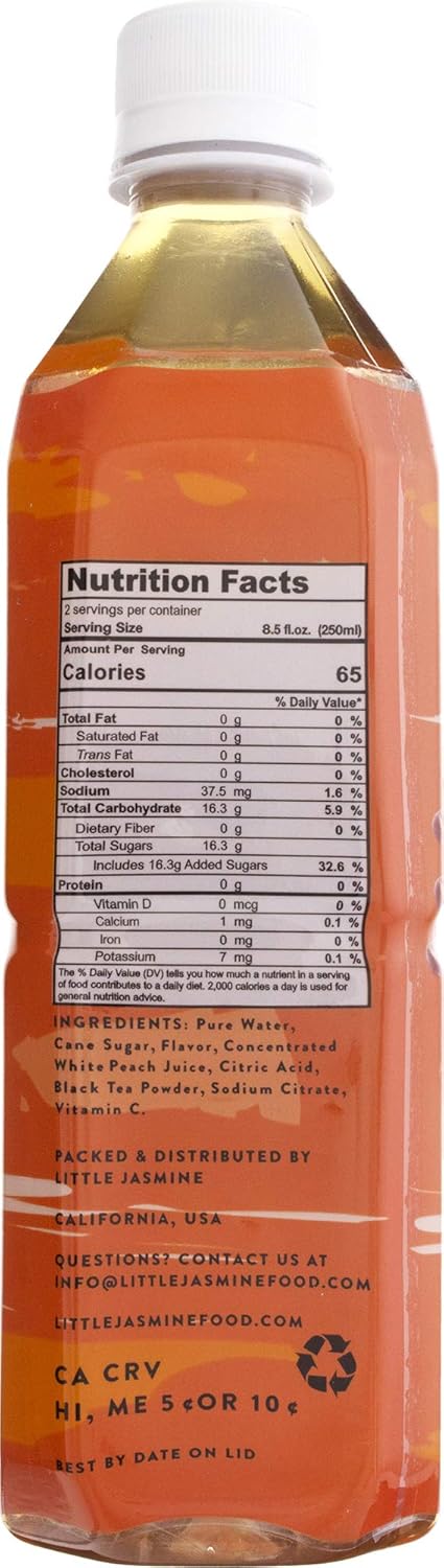 16.9 Oz (Pack 12) LITTLE JASMINE White Peach Black Tea, Fl
