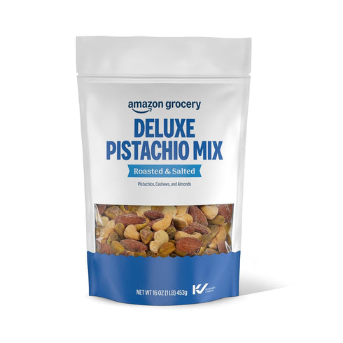 Amazon Grocery, Deluxe Pistachio Mix, Roasted & Salted, 16 Oz (Previously Happy