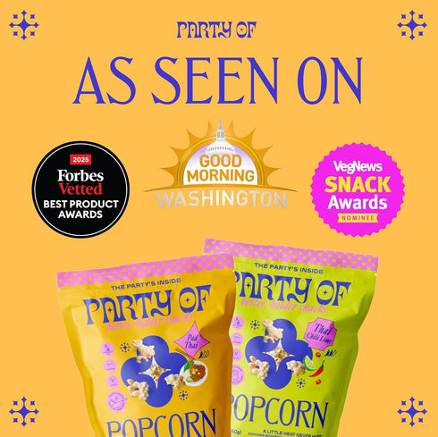 12 Pack Party of Pad Thai Popcorn Flavored Gluten-Free Snack Made from Veggie Ingredients, Individually Wrapped, Salted