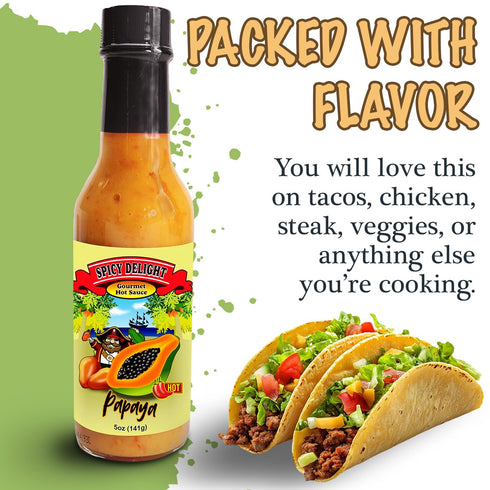 5 Oz Spicy Delight Aruba Habanero Papaya Hot Sauce Ultra Spicy Gourmet Caribbean Sweet Hot Sauce with Real Fruit