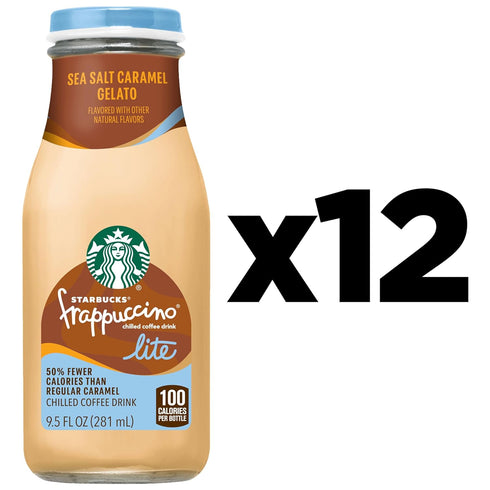 9.5 Oz (Pack 12) Starbucks Frappuccino Lite, Sea Salt Caramel Gelato, Fl Bottles