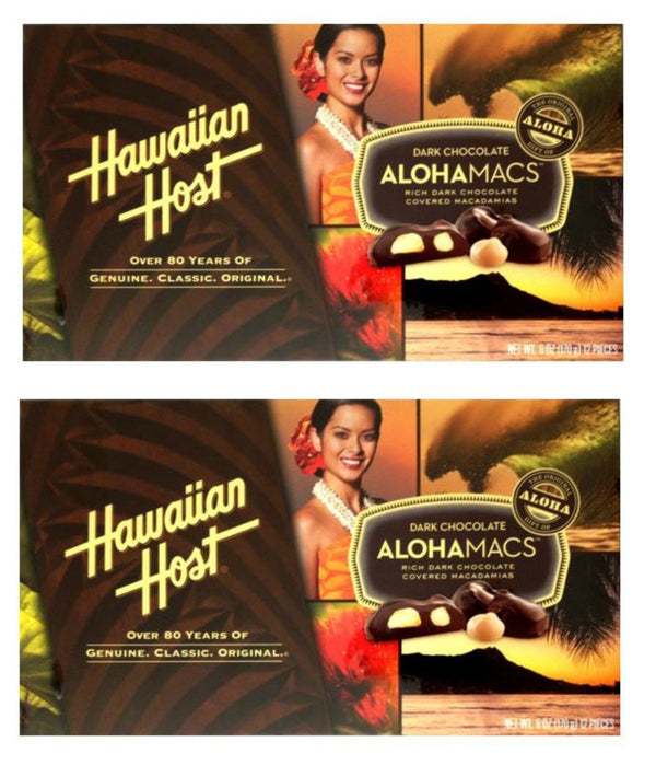 Hawaiian Host Dark Chocolate Covered Macadamia Nuts by (2 Boxes)