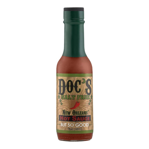 Doc's Original Salt Free Hot Sauce - 5 oz, MILD Red Louisiana Style, All Natural, Gluten Free & Vegan