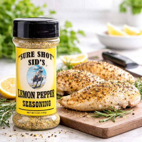 5 oz Sure Shot Sids Lemon Pepper Seasoning All-Purpose BBQ & Grill Rub for Chicken, Seafood, Steak, Vegetables