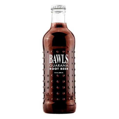 10oz 12 Pack BAWLS Guarana Root Beer, BAWLS Guarana Drink, Guarana Soda, Guarana Fueled Soda for Energy, High Energy